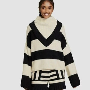 Victor Glemaud x Target Black Cream Striped Sweater Oversized Wool Blend Bold